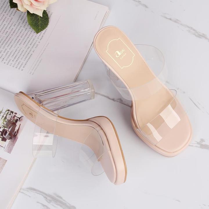 2023Summer%20New%20Outdoor%20Transparent%20Ankle-Strap%20High%20Heel%20Slippers%20Women's%20Platform%20Crystal%20Thick%20Heel%20Small%20Size%20Sandals%20-%20Image%207