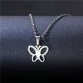 New Fashion 304 Stainless Steel Necklace Butterfly Dolphin Cat Heart Pendant For Women Men Necklace Jewelry 45cm long, 1 Piece. 