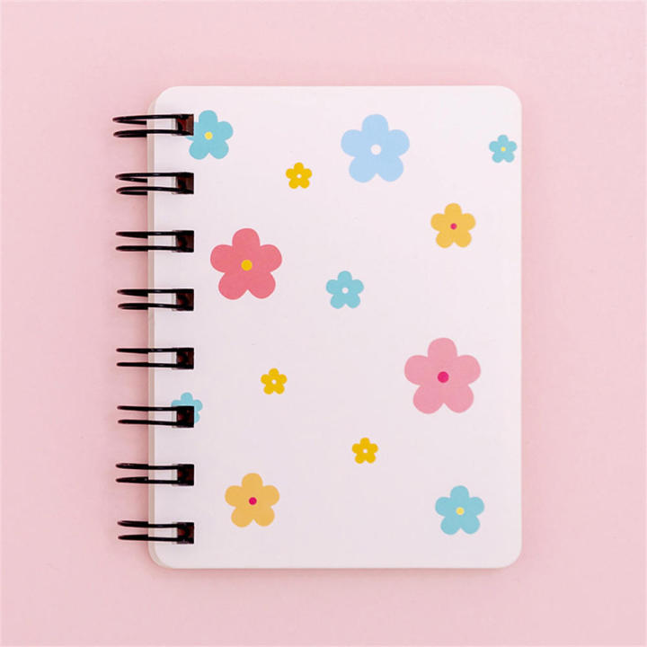 Cute Coil Notebook Miniature Size Portable Small Flower Design Loose-leaf Notepad Side Flip Student Stationery Mini Notebook for -taking Personal Journal School Supplies Office Stationery Gift Item