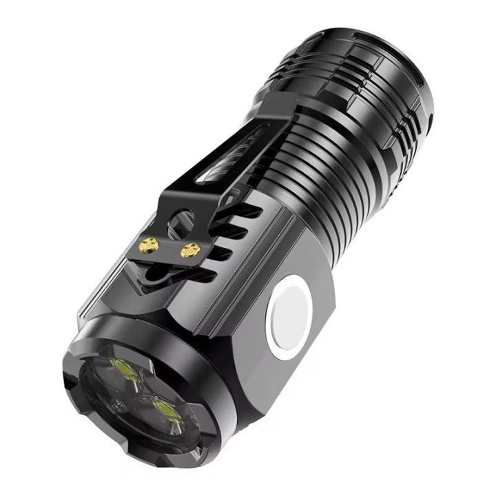 Portable Small Outdoor Multifunctional Camping Mini LED Torch Light Tactical USB Rechargeable Flashlight Touch Light Led Flashlight Torch Three Eyed Monsters Mini Flash Light