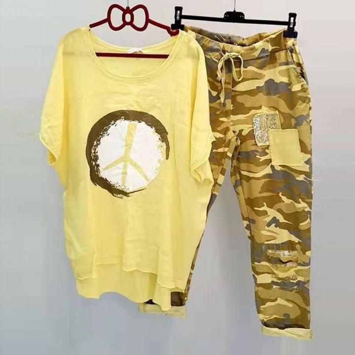 1%20Set%20T-shirt%20Pants%20O-Neck%20Two%20Piece%20Set%20Asymmetrical%20Lace-up%20T-shirt%20Pants%20-%20Image%202