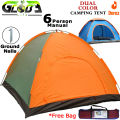 Six person Camping Hiking Traveling Hunting Fishing Sleeping 6P tent Adult Kids outdoor water Resistant Sun Shelter Dome Manual Tent with Carrying Bag 6 Person Manual. 