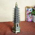 Feng Shui 9-Levels Wenchang Tower Metal Handicraft 3D Pagoda Statue Chinese Home Decoration Ornament. 