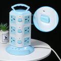 Tower Multi Power Strip Vertical EU US UK Plug Multiple Vertical Power 4 Outlets Sockets with 3 USB Overload Protector Switch. 