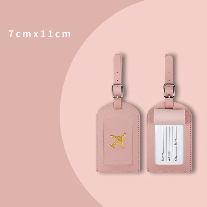 1pcs PU Leather Luggage Tag Name ID Labels Travel Suitcase Identifier Label Boarding Bag Tag Travel Accessories