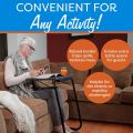 White Adjustable Portable Table-Mate II Tray Holder Large Folding Adjusting Convenient Move Moveable Table for Laptop Breakfast Food Cup Plate Paper Documents TV Television Electric Devices Work from Home Office Hospital Room Bed Kitchen Living Lifestyle. 