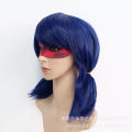 Miracle Girl cosplay ladybug mask wig dark blue braid girl anime wig latex eye mask. 