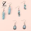 Zentora Ladies Necklace Faux Blue Turquoise Natural Stone Dangling Earrings Kit. 