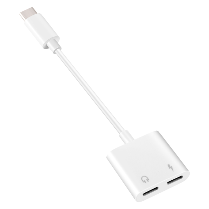 2 in 1 Dual Type C Headphone Adapter USBC Splitter Jack AUX Audio ...