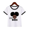 Cute melanin queen little boss print funny black girls t-shirt children's white t shirt clothes kid's black girl magic tshirt. 