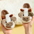 【ALLGOOD】Cyprus Winter Cartoon Couple Slippers Home Fur Slippers Women Warm Cotton Slippers Cute Cow Indoor Thickening. 