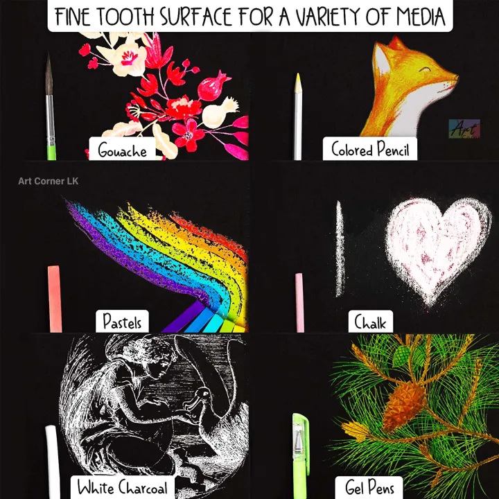 Keep%20Smiling%20Black%20Paper%20Sketch%20Pad%20For%20Artists%20200GSM%20A3%20A4%20-%20Image%204