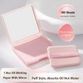 Long-Lasting With Puff Oil Control Blotting Paper With Mirror Compact Portable Oil Absorbing Sheets Lightweight 3-in-1 Blotting Paper for Summer Travel. 