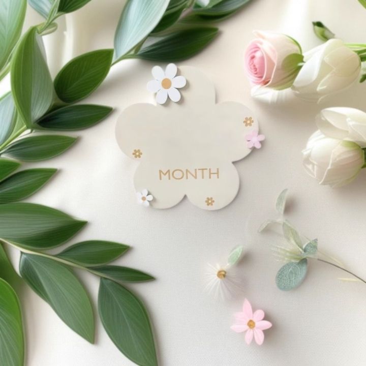 New 3D Baby Monthly Milestone Sign Cards Wooden 1-12 Months Babies ...