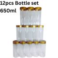 12 pcs Kitchen Spice Bottle Containers With Gold Color Lid Large Size Transparent Plastic Spicy Bottle set. 