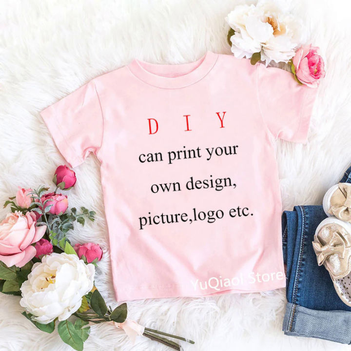 DIY print kids T-shirt summer boys/girls color clothes childen's top tshirt baby custom design T-shirt