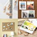 【GlowBound】AU42 -Push Pins With Wooden Clips 50Pcs Thumbtacks Pushpins Creative Paper Clips Clothespins Natural Color for Cork Board and Ph. 