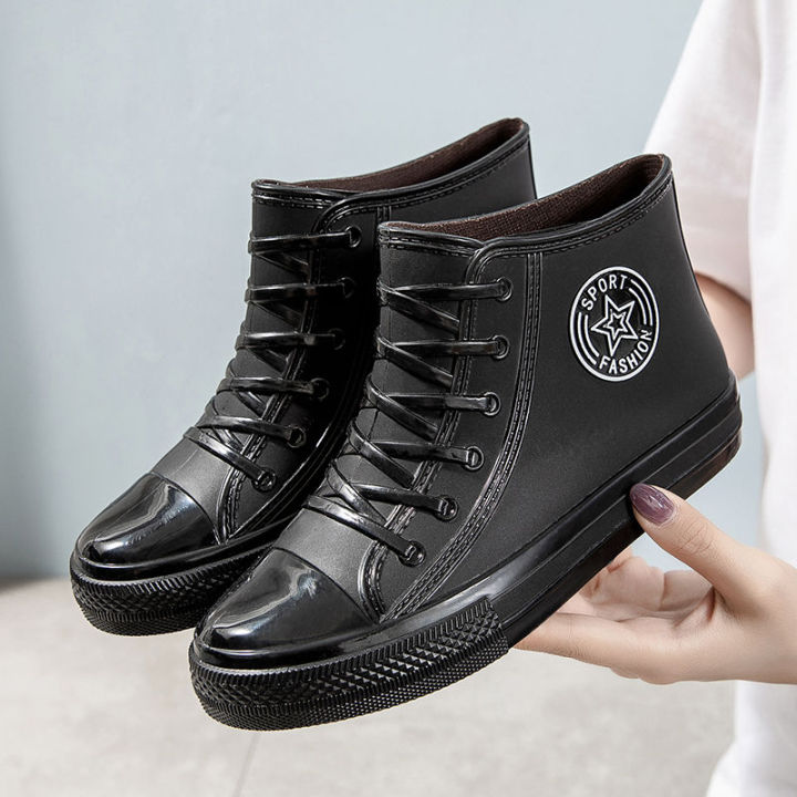 Rainproof%20Shoes%20Rubber%20Boots%20Women's%20Kitchen%20Rubber%20Shoes%20Shoe%20Cover%20Sweet%20Short%20Four%20Seasons%20Wear-Resistant%20Platform%20Rain%20Shoes%20Women's%20Shoes%20Rain%20Boots%20-%20Image%205