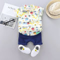 Toddler Baby Boys Girls Clothes Sets Cartoon Excavating Machinery T Shirt Shorts Pants For Summer Boys Clothing Outfits Suit. 