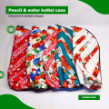 Pencil cases with different colours and designs. 
