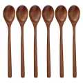Wooden Spoons, 6 Pieces Wood Soup Spoons for Eating Mixing Stirring, Long Handle Spoon Kitchen Utensil. 