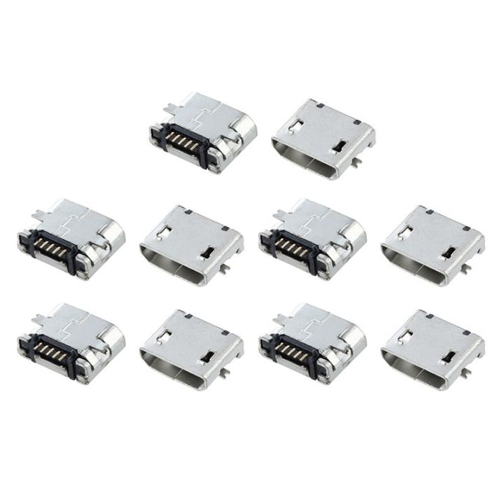 ARELENE 10 Pcs Spare Parts Type B Micro USB Female Jack Connector Port Socket