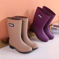 Mid-Calf Rain Shoes Women's Non-Slip Stylish Rubber Shoes Kitchen Short Soft Bottom Rain Boots Women's Car Wash Lightweight Rubber Shoes Summer. 