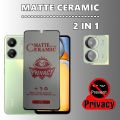 2 in 1 Anti Spy For Redmi 13C Screen Protector Soft Ceramic Matte Privacy Protector For POCO C65 4G 5G Ceramic Film Protector With Camera Protector. 
