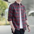 Spring and Autumn New Korean Style Plaid Shirt Men's Youth Long-Sleeved Shirt Large Size All-Matching Men's Clothing Leisure Shirt Fashion. 