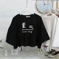 Black Niche Design Irregular Drawstring Short SleeveTT-shirt Women's Summer New Korean Style Loose Crop Top Fashion. 