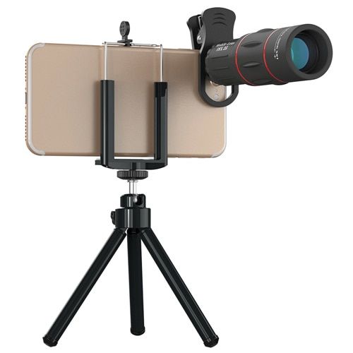 APEXEL Universal 18x25 Monocular Zoom HD Optical Cell Phone Lens Observing Survey 18X telephoto lens with tripod for Smartphone-lens with tripod