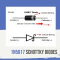 (10 pcs)1N5817 Schottky Diode 1 A 20 V DO-41 Axial 5817 1 amp 20 Volt Electronic Diodes for DIY Electronic circuit Appliances. 