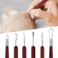 6Pcs/Set DIY Pottery Clay Tools Wooden Handle Pottery Carving Tool For Pottery Sculpture Ceramic Clay Trimming Cutting Kit. 