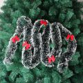 【Folio & Light】2m Decoration Ribbon Garland Tree Ornaments Hanging Xmas Wreath Dark Green With Snow Fringe Fake Vine Tinsel. 