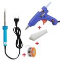 60W SUNCHONGLIC Soldering Iron and Hot Melt Glue Gun Professional Version with Solder Suction Desoldering Pump Tool or Solder Wire Flux Reel (40g) and FREE 8  Glue Sticks COMBO Pack. 