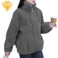 Winter Fleece Zipper Coat Stylish Winter Coat with Plush Warmth Zipper Closure Perfect for Southeast Asian Buyers Ladies Solid Color Outwear. 