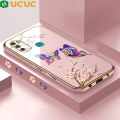 UCUC for Infinix Hot9 Play X680 Back Cover Butterflies Fly Luxury 6D Plating Case Side Pattern Soft Silicone Square Phone Cases. 