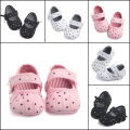 Baby Girl Soft Sole Shoes, Cute Toddler Anti-slip Sneaker, Newborn Bowknot Dot Shoes. 