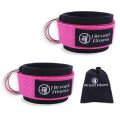 【Pink XXL】 Neoprene Ankle Straps Cable Machines with Carry Bag Thick Steel D-ring Ankle Cuffs Women Thigh Legs. 