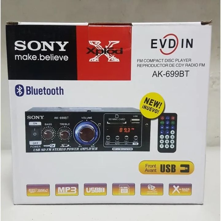 AC 220V DC 12V USB SD Bluetooth FM Radio Stereo Amplifier With Remote Control AK-699BT