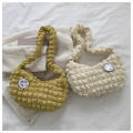 Pleated Cloud Bubble Shoulder Bag Tote Bag Solid Color Plaid Large Capacity Crossbody Bag Travel. 
