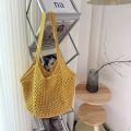 Fashion Solid Color Knitting Shoulder Bag Hollow Out Large Capacity Bohemian Crochet Tote Bag Elegant Versatile Casual Woven Handbag Beach. 