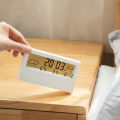 Japanese Simple Style Digital Alarm Clock Modern White Electronic Clock Temperature Humidity Clock Students Desktop Room Bedside Clock. 