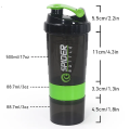 500ml  Three Layers Plastic Gym Fitness Protein Shaker Bottle Sport Gym Water Bottle with Tick Marker. 