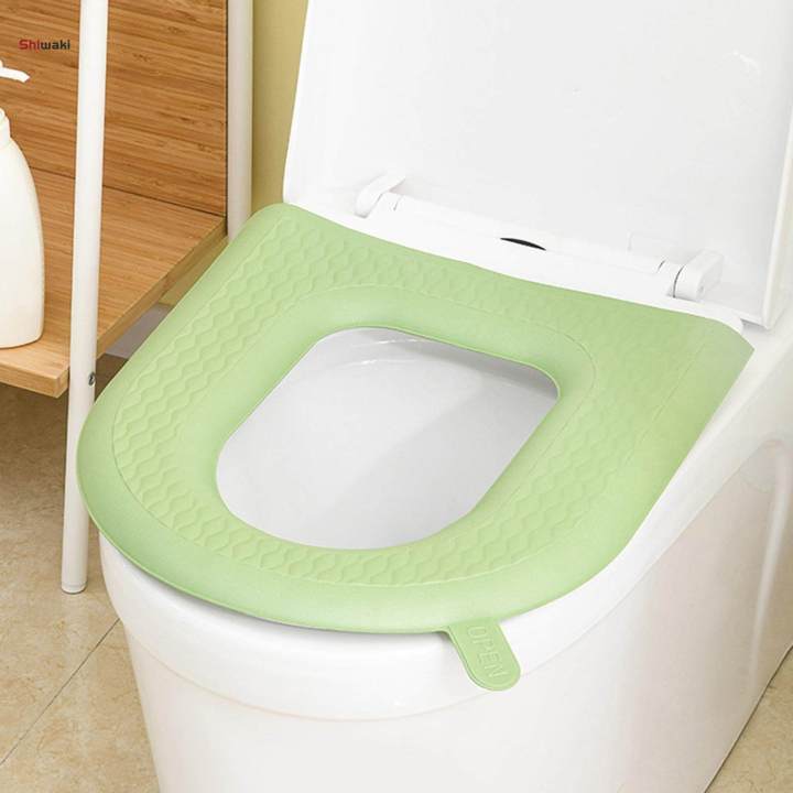 Bathroom Toilet Seat Cover Comfort Durable Thicker Washable Self Sticky with Handle for Bathroom