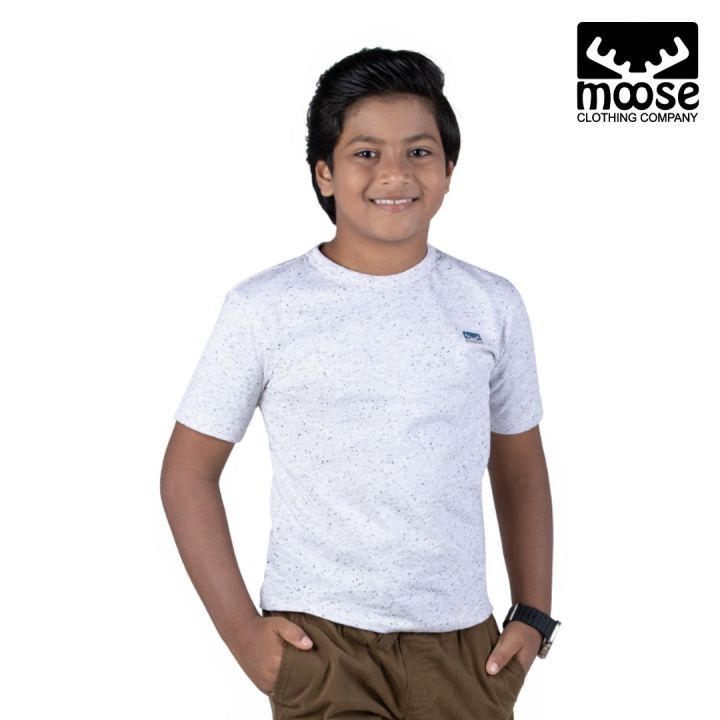 Moose Boys’ Crew Neck T-Shirt - White Cookie