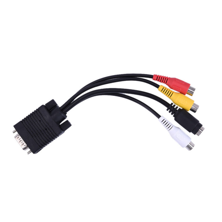 Vga 15 Pin Male To 3rca Tv S-Video Av Output Converter Adapter Cable M/f Connector For Pc Computer Lap