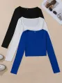 Cuelo Long Sleeve Square Neck Crop Top For Cutie. 