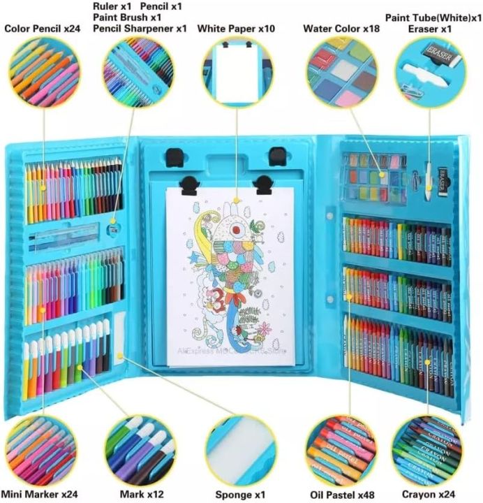 Super%20Mega%20208%20Pcs%20Art%20Set%20Kids%20Childrens%20Colouring%20Drawing%20Painting%20Arts%20&%20Crafts%20Case%20-%20Image%204