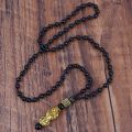 Feng Shui Pi Xiu Pendant Necklace -Bring Wealth Good Luck Charm Necklace -Chinese Feng Shui Faith Obsidian Stone Beads Necklace. 